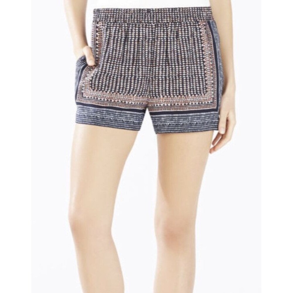 BCBG MaxAzria Womens Sz M Navy Printed Issac Pull On Shorts Geometric